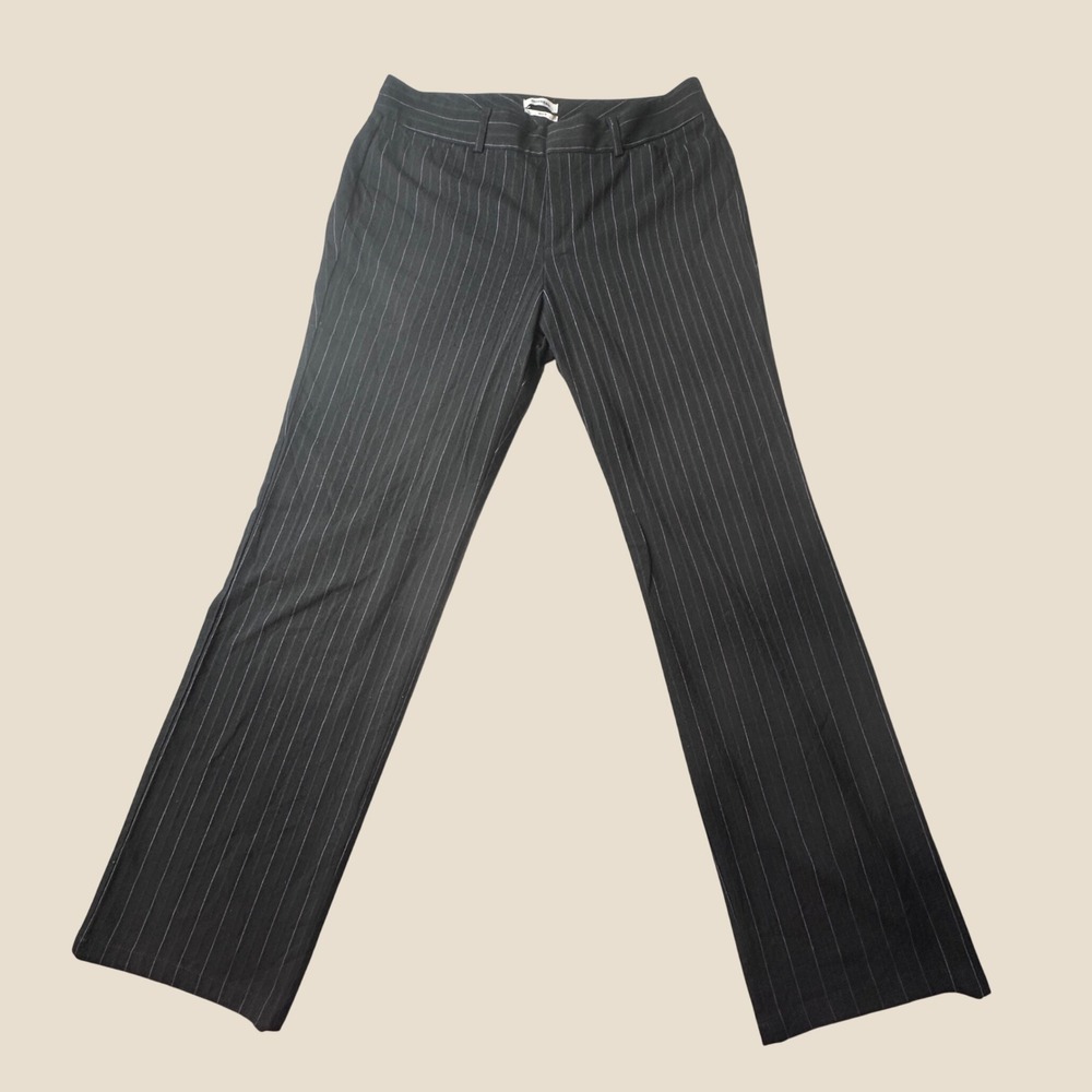 Dockers Pants Womens 10 MED Ideal Fit Metro Pant Black Pinstripe Stretch EXCL